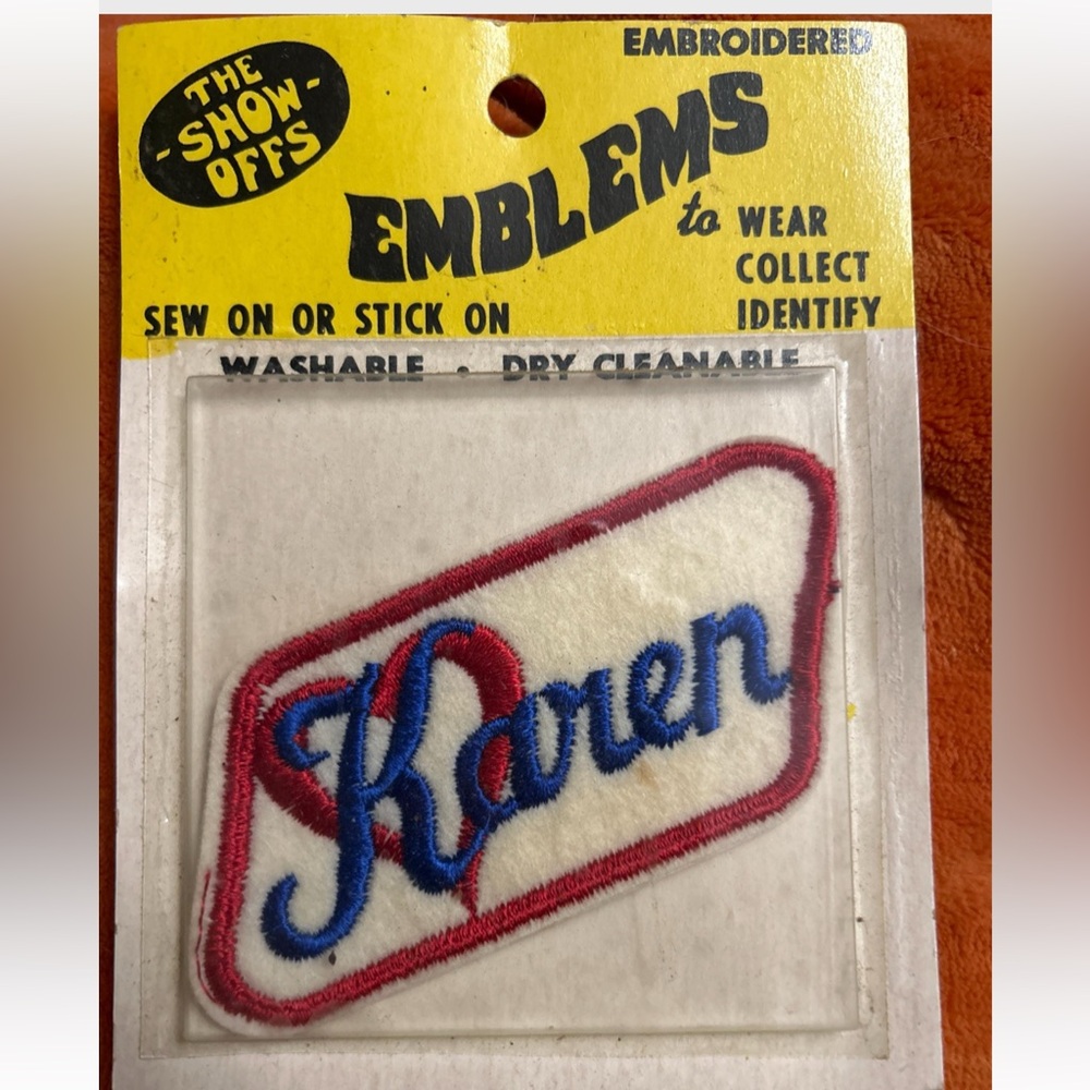 Emblems Patch 'The Show Offs' vintage 70s name Karen
